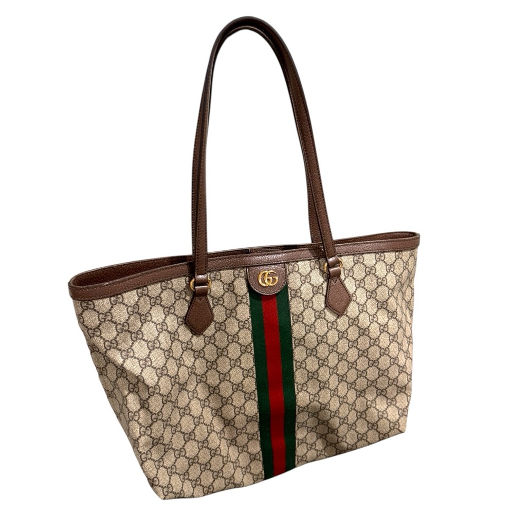 Gucci Ophidia Large Tote Bag Brown Logo Pattern 100% Authentic